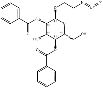 (2S,3S,4S,5S,6R)-2-(2-azidoethoxy)-4-hydroxy-6-(hydroxymethyl)tetrahydro-2H-pyran-3,5-diyl dibenzoate Struktur