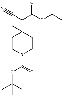 tert-butyl 4-((ethoxycarbonyl)(cyano)methyl)-4-methylpiperidine-1-carboxylate Struktur