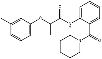 2-(3-methylphenoxy)-N-[2-(piperidine-1-carbonyl)phenyl]propanamide Struktur