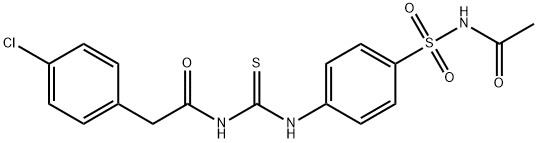 N-[[4-(acetylsulfamoyl)phenyl]carbamothioyl]-2-(4-chlorophenyl)acetamide Struktur