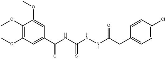 N-[[[2-(4-chlorophenyl)acetyl]amino]carbamothioyl]-3,4,5-trimethoxybenzamide Struktur