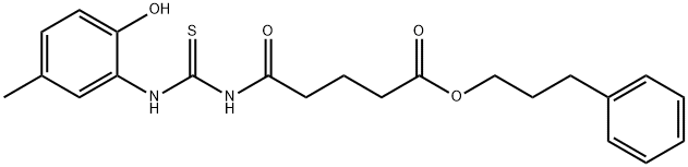 3-phenylpropyl 5-({[(2-hydroxy-5-methylphenyl)amino]carbonothioyl}amino)-5-oxopentanoate Struktur