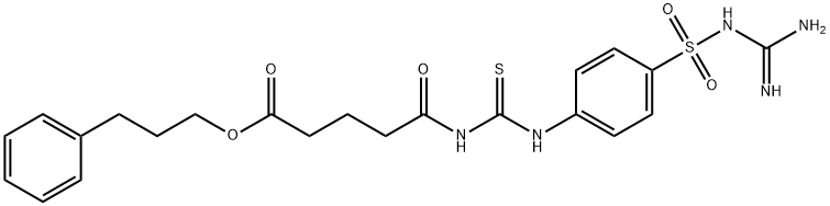 3-phenylpropyl 5-[({[4-({[amino(imino)methyl]amino}sulfonyl)phenyl]amino}carbonothioyl)amino]-5-oxopentanoate Struktur