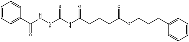 3-phenylpropyl 5-{[(2-benzoylhydrazino)carbonothioyl]amino}-5-oxopentanoate Struktur