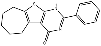 2-phenyl-3,5,6,7,8,9-hexahydro-4H-cyclohepta[4,5]thieno[2,3-d]pyrimidin-4-one Struktur