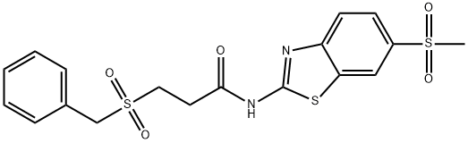 3-benzylsulfonyl-N-(6-methylsulfonyl-1,3-benzothiazol-2-yl)propanamide Struktur