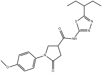 1-(4-methoxyphenyl)-5-oxo-N-(5-pentan-3-yl-1,3,4-thiadiazol-2-yl)pyrrolidine-3-carboxamide Struktur