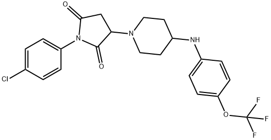 1-(4-chlorophenyl)-3-(4-{[4-(trifluoromethoxy)phenyl]amino}piperidin-1-yl)pyrrolidine-2,5-dione Struktur