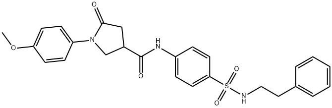 1-(4-methoxyphenyl)-5-oxo-N-[4-(2-phenylethylsulfamoyl)phenyl]pyrrolidine-3-carboxamide Struktur