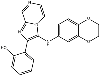 2-[3-(2,3-dihydro-1,4-benzodioxin-6-ylamino)imidazo[1,2-a]pyrazin-2-yl]phenol Struktur