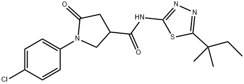 1-(4-chlorophenyl)-N-[5-(2-methylbutan-2-yl)-1,3,4-thiadiazol-2-yl]-5-oxopyrrolidine-3-carboxamide Struktur