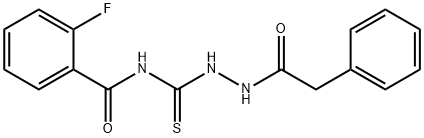 2-fluoro-N-{[2-(phenylacetyl)hydrazino]carbonothioyl}benzamide Struktur