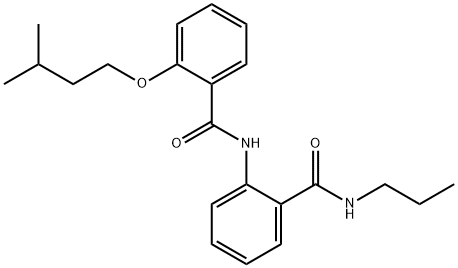 2-[[2-(3-methylbutoxy)benzoyl]amino]-N-propylbenzamide Struktur