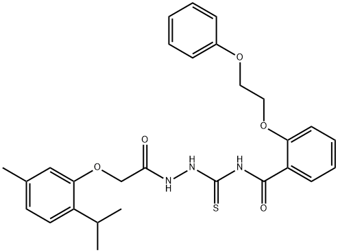 N-({2-[(2-isopropyl-5-methylphenoxy)acetyl]hydrazino}carbonothioyl)-2-(2-phenoxyethoxy)benzamide Struktur