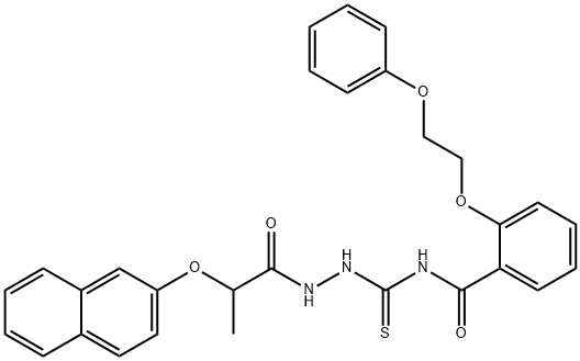 N-({2-[2-(2-naphthyloxy)propanoyl]hydrazino}carbonothioyl)-2-(2-phenoxyethoxy)benzamide Struktur