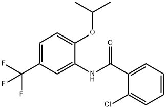 2-chloro-N-[2-propan-2-yloxy-5-(trifluoromethyl)phenyl]benzamide Struktur