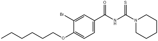 3-bromo-4-(hexyloxy)-N-(1-piperidinylcarbonothioyl)benzamide Struktur