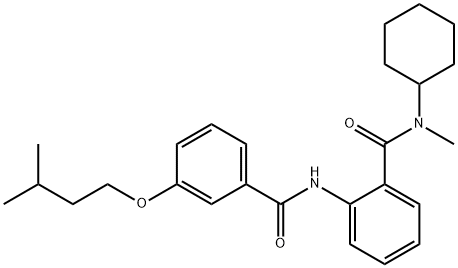 N-cyclohexyl-N-methyl-2-{[3-(3-methylbutoxy)benzoyl]amino}benzamide Struktur