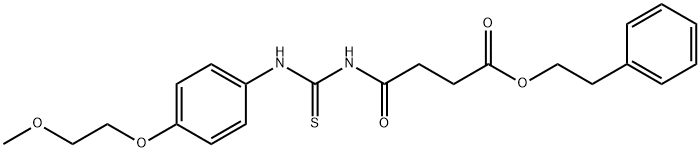 2-phenylethyl 4-[({[4-(2-methoxyethoxy)phenyl]amino}carbonothioyl)amino]-4-oxobutanoate Struktur