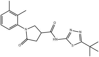 N-(5-tert-butyl-1,3,4-thiadiazol-2-yl)-1-(2,3-dimethylphenyl)-5-oxopyrrolidine-3-carboxamide Struktur