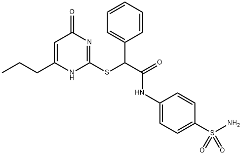 2-[(4-hydroxy-6-propylpyrimidin-2-yl)sulfanyl]-2-phenyl-N-(4-sulfamoylphenyl)acetamide Struktur