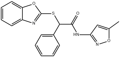 2-(1,3-benzoxazol-2-ylsulfanyl)-N-(5-methyl-1,2-oxazol-3-yl)-2-phenylacetamide Struktur