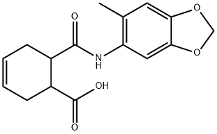 6-[(6-methyl-1,3-benzodioxol-5-yl)carbamoyl]cyclohex-3-ene-1-carboxylic acid Struktur