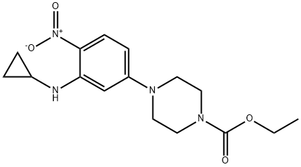 4-(3-Cyclopropylamino-4-nitro-phenyl)-piperazine-1-carboxylic acid ethyl ester Struktur