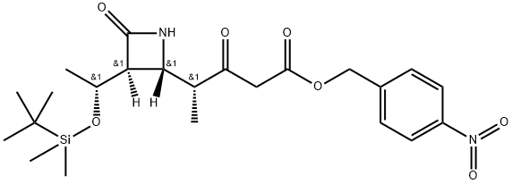 (R)-4-nitrobenzyl 4-((2R,3S)-3-((R)-1-((tert-butyldimethylsilyl)oxy)ethyl)-4-oxoazetidin-2-yl)-3-oxopentanoate Struktur