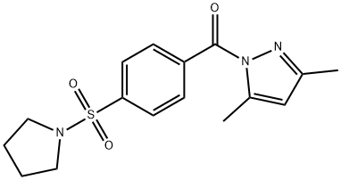 (3,5-dimethyl-1H-pyrazol-1-yl)(4-(pyrrolidin-1-ylsulfonyl)phenyl)methanone Struktur