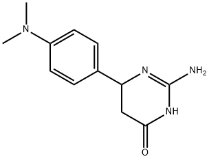 2-Amino-6-(4-dimethylamino-phenyl)-5,6-dihydro-3H-pyrimidin-4-one Struktur