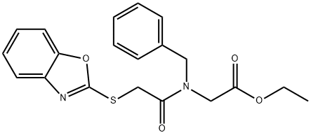 ethyl N-[(1,3-benzoxazol-2-ylsulfanyl)acetyl]-N-benzylglycinate Struktur