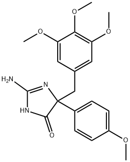 2-amino-5-(4-methoxyphenyl)-5-[(3,4,5-trimethoxyphenyl)methyl]-4,5-dihydro-1H-imidazol-4-one Struktur