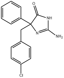 2-amino-5-[(4-chlorophenyl)methyl]-5-phenyl-4,5-dihydro-1H-imidazol-4-one Struktur