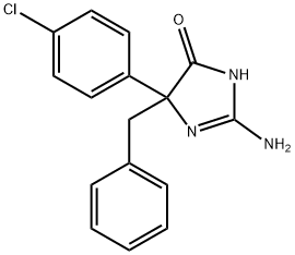 2-amino-5-benzyl-5-(4-chlorophenyl)-4,5-dihydro-1H-imidazol-4-one Struktur