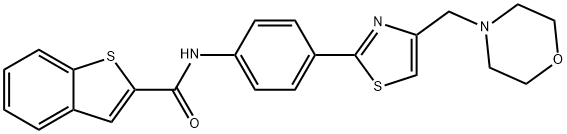 N-{4-[4-(morpholin-4-ylmethyl)-1,3-thiazol-2-yl]phenyl}-1-benzothiophene-2-carboxamide Struktur