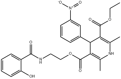 1,4-Dihydro-2,6-dimethyl-4-(3-nitrophenyl)-3,5-pyridinedicarboxylic Acid 3-Ethyl 5-[2-[(2-hydroxybenzoyl)amino]ethyl] Ester Struktur