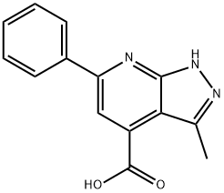 3-methyl-6-phenyl-1H-pyrazolo[3,4-b]pyridine-4-carboxylic acid Struktur