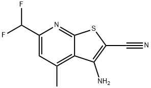 3-amino-6-(difluoromethyl)-4-methylthieno[2,3-b]pyridine-2-carbonitrile Struktur