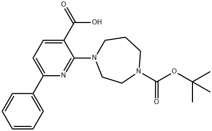 2-{4-[(tert-butoxy)carbonyl]-1,4-diazepan-1-yl}-6-phenylpyridine-3-carboxylic acid Struktur