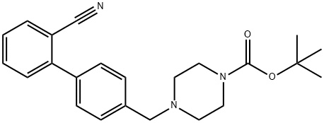 tert-butyl 4-({2-cyano-[1,1-biphenyl]-4-yl}methyl)piperazine-1-carboxylate Struktur