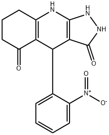 4-(2-nitrophenyl)-2,4,6,7,8,9-hexahydro-1H-pyrazolo[3,4-b]quinoline-3,5-dione Struktur