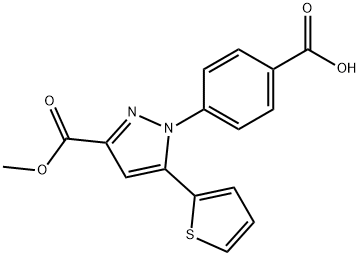 4-[3-(methoxycarbonyl)-5-(thiophen-2-yl)-1H-pyrazol-1-yl]benzoic acid Struktur