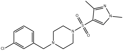 1-(3-chlorobenzyl)-4-[(1,3-dimethyl-1H-pyrazol-4-yl)sulfonyl]piperazine Struktur