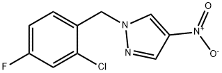 1-[(2-chloro-4-fluorophenyl)methyl]-4-nitro-1H-pyrazole Struktur