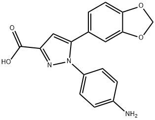 1-(4-aminophenyl)-5-(2H-1,3-benzodioxol-5-yl)-1H-pyrazole-3-carboxylic acid Struktur