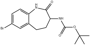 (7-Bromo-2-oxo-2,3,4,5-tetrahydro-1H-benzo[b]azepin-3-yl)-carbamic acid tert-butyl ester Struktur