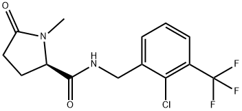 (2R)-N-{[2-chloro-3-(trifluoromethyl)phenyl]methyl}-1-methyl-5-oxopyrrolidine-2-carboxamide Struktur