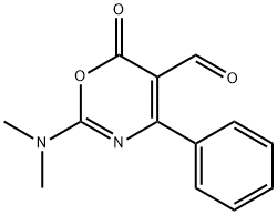 2-Dimethylamino-6-oxo-4-phenyl-6H-[1,3]oxazine-5-carbaldehyde Struktur