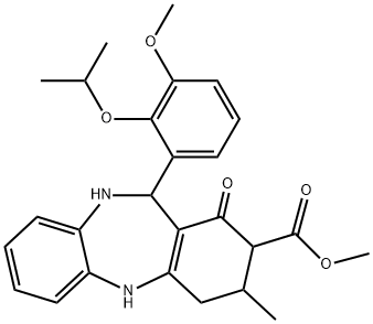 methyl 11-(2-isopropoxy-3-methoxyphenyl)-3-methyl-1-oxo-2,3,4,5,10,11-hexahydro-1H-dibenzo[b,e][1,4]diazepine-2-carboxylate Struktur